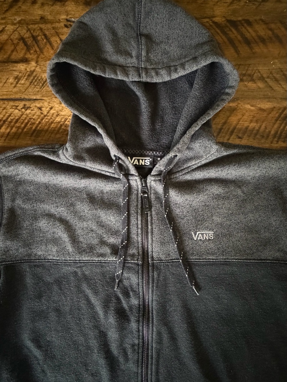 Vans Men's Two-Tone Charcoal & Black Zip Hoodie